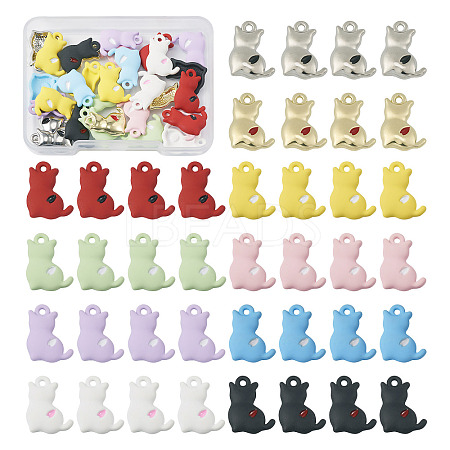 40Pcs 10 Styles Spray Printed Alloy Pendants FIND-TA0002-38-1
