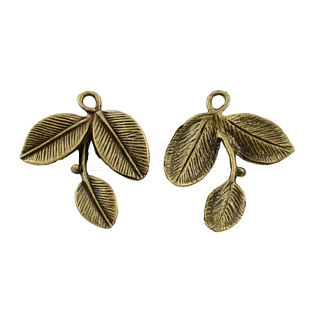 Tibetan Style Alloy Leaf Pendants X-TIBEP-A13605-AB-NR-1