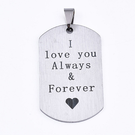 Non-Tarnish 201 Stainless Steel Quote Pendants STAS-T044-225P-1