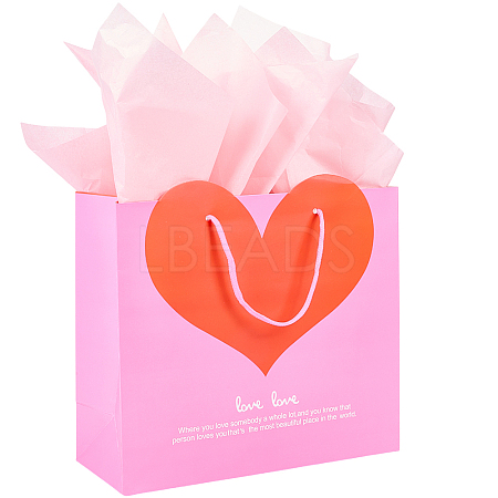 1Pc Valentine's Day Themed Heart Printed Paper Bags ABAG-SP0001-11B-1