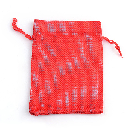 Polyester Imitation Burlap Packing Pouches Drawstring Bags ABAG-R005-17x23-18-1