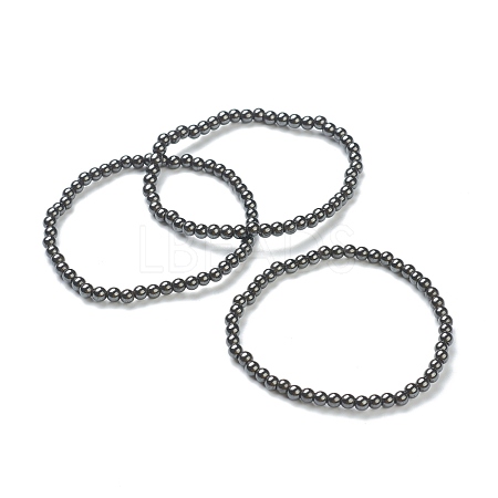 Synthetic Non-magnetic Hematite Beaded Stretch Bracelets BJEW-A117-A-22-1