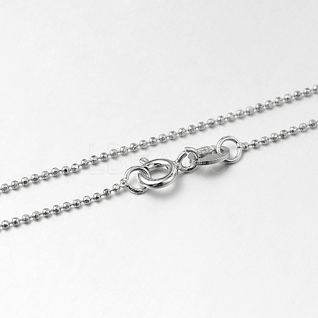 Anti-Tarnish Trendy Rhodium Plated 925 Sterling Silver Ball Chain Necklaces STER-M050-1.0B-09-1