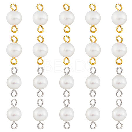 40Pcs 2 Colors Natural Freshwater Pearl Connector Charms PALLOY-AB00067-1