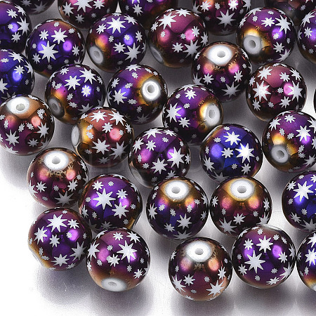 Christmas Electroplate Glass Beads LS-X-EGLA-R113-07G-1