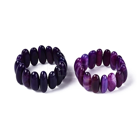 Oval Natural Agate Beaded Stretch Bracelets for Women Men G-Q601-23E-1