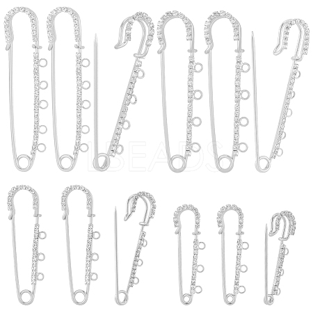 16Pcs 4 Styles Iron Rhinestone Safety Pins FIND-SC0022-25P-1