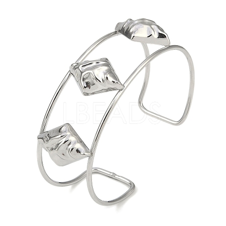 Non-Tarnish 304 Stainless Steel Wide Textured Open Cuff Bangles BJEW-Q348-05P-05-1