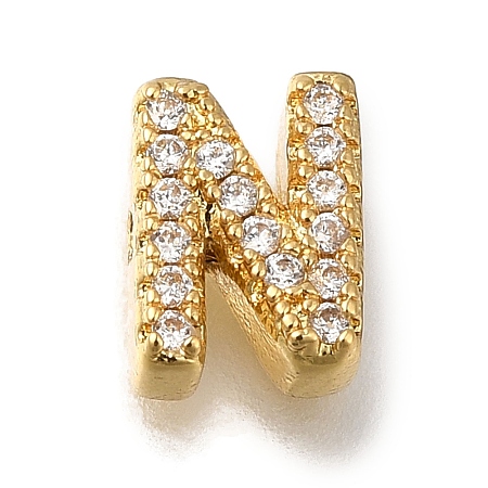 Rack Plating Brass Micro Pave Clear Cubic Zirconia Beads KK-G500-30G-N-1