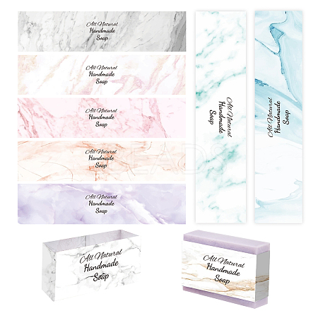 90Pcs 9 Style Rectangle with Marble Pattern & Word Handmade Soap Paper Tag DIY-PH0002-77B-WH-1
