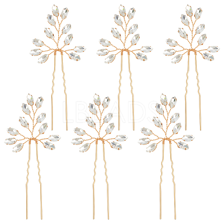 6Pcs Alloy Rhinestone Hair Sticks for Women OHAR-FG0001-08KCG-1