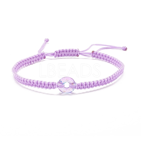 Donut Glass Braided Bead Bracelet BJEW-JB07858-02-1