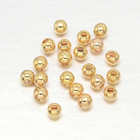 Real 18K Gold Plated Brass Round Spacer Beads X-KK-L147-197-3mm-NR-1