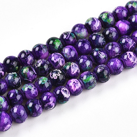 Baking Paint Glass Beads Strands DGLA-N003-4mm-A07-1