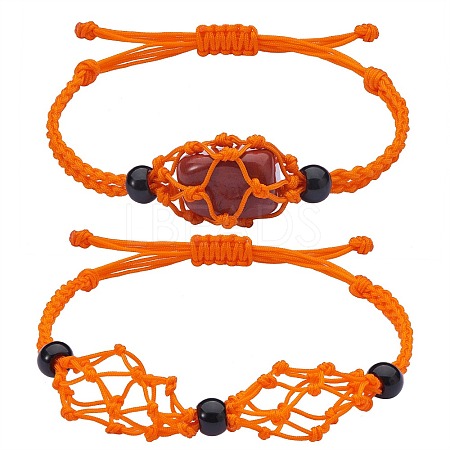 Adjustable Braided Nylon Cord Macrame Pouch Bracelet Making AJEW-SW00013-14-1