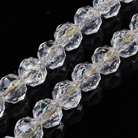 Transparent Crackle Glass Beads Strands X-GLAA-N051-02-1