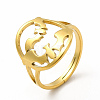 Ion Plating(IP) 304 Stainless Steel Bat Adjustable Ring for Women RJEW-B027-04G-1