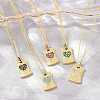 Brass Micro Pave Cubic Zirconia Rectangle with Heart Pendant Adjustable Slider Necklaces KK-CBA4547-08G-1