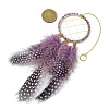 Natural Amethyst Woven Net/Web with Feather Wall Hanging Decoration HJEW-JM01222-01-2