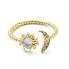 Brass Micro Pave Clear Cubic Zirconia Open Cuff Rings for Women RJEW-S402-03G-2