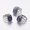 Natural Sodalite Wide Band Finger Rings X-RJEW-K224-A11-3