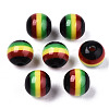 Ghana Jamaica Reggae Stripe Resin Beads RESI-N026-001A-01-2