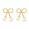 Cherry Brass ABS Plastic Pearl Stud Earrings EJEW-U062-03G-01-4