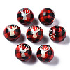 Painted Natural Wood European Beads WOOD-S057-036A-1