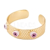 Evil Eye Brass Enamel Wide Open Cuff Bangles for Women BJEW-S147-08G-01-2