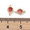 Brass Cubic Zirconia Flat Round Connector Charms KK-H204-02KCG-05-3