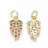 Autumn Theme Brass Micro Pave OldRose Cubic Zirconia Charms ZIRC-S067-150-NF-2