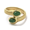Green Natural Dyed Jade Snake Open Cuff Ring RJEW-C036-01B-G-2
