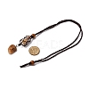Natural Citrine Macrame Pouch Pendant Nylon Cord Adjustable Necklaces NJEW-JN05345-03-3