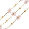 Glass & 304 Stainless Steel Cable Chain Beaded Chains SA-CBAD321-03I-1