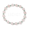 2Pcs Natural Green Aventurine & Rose Quartz Round Beaded Stretch Bracelets for Women BJEW-JB11926-3