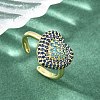 Heart Brass Micro Pave Cubic Zirconia Cuff Open Rings for Women CU-CBA0A21-01G-4