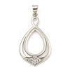 925 Sterling Silver Micro Pave Clear Cubic Zirconia Open Back Bezel Pendant Cabochon Settings STER-B005-25P-1