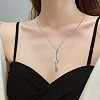 Clear Cubic Zirconia Flower Lariat Necklace JN1062A-6