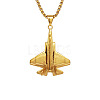304 Stainless Steel 3D Airplane Pendant Necklaces for Men WG2E2E5-02-2