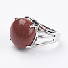 Adjustable Natural Red Jasper Finger Rings RJEW-F075-01N-2
