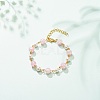 Bling Glass & Imitation Pearl Round Beaded Bracelet for Women BJEW-JB08591-2