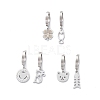 3 Pair 3 Style Heart & Bear & Fish & Clover Crystal Rhinestone Asymmetrical Earrings EJEW-B020-15P-1
