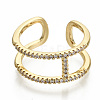 Brass Micro Pave Clear Cubic Zirconia Cuff Rings RJEW-S045-020G-NR-3