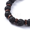 Natural Lava Rock Stretch Bracelets BJEW-JB04492-01-3