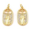 Rack Plating Brass Micro Pave Clear Cubic Zirconia Pendants KK-M253-01G-1