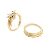 Brass Micro Pave Cubic Zirconia Bird Open Cuff Rings Set for Women RJEW-U002-11G-3