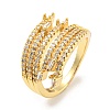 Rack Plating Brass Micro Pave Cubic Zirconia Open Cuff Ring for Women RJEW-F153-03G-1