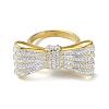 Ion Plating(IP) 304 Stainless Steel Rhinestone Wide Band Rings for Women RJEW-P095-01G-2