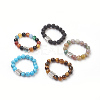Natural & Synthetic Mixed Stone Stretch Finger Rings RJEW-JR00221-1
