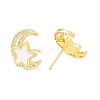 Clear Cubic Zirconia Moon and Star Stud Earrings with Enamel EJEW-I266-10G-2